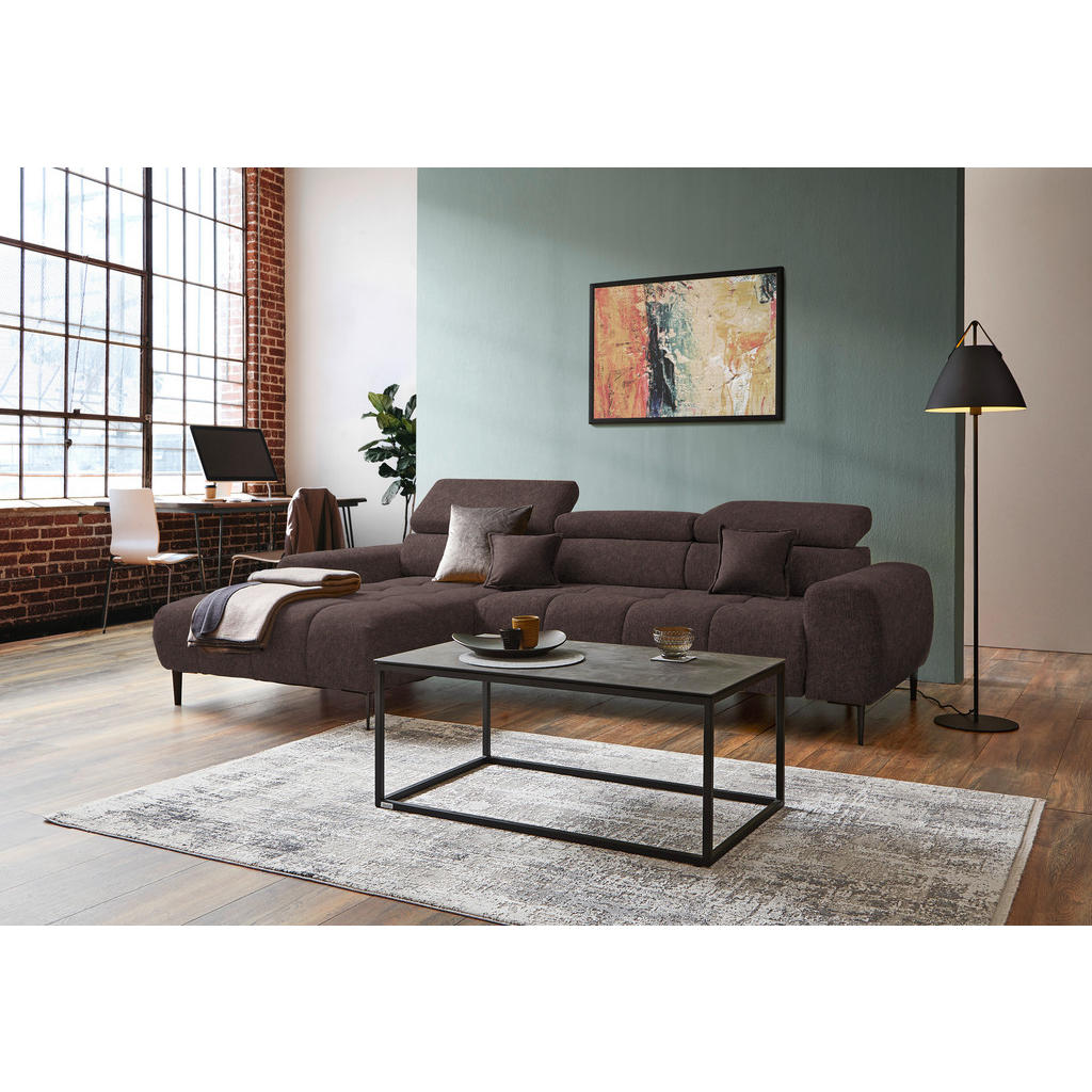 Thumbnail - Welnova Ecksofa, Graubraun, Textil, Uni, 5-Sitzer, Ottomane links, L-Form, 270x177 cm, Made in EU, Typenauswahl, Stoffau...