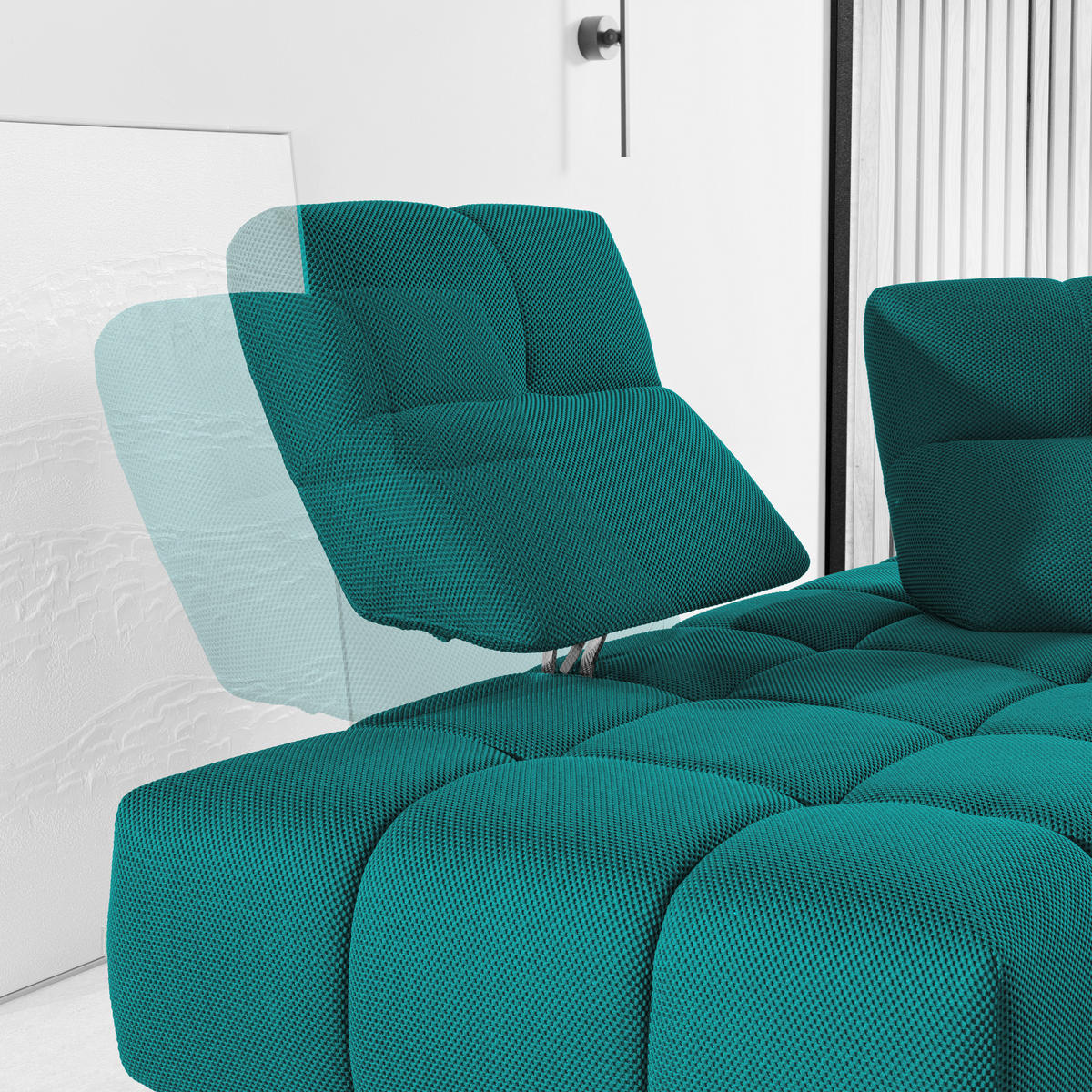 ECKSOFA  in Struktur Türkis  233/313 cm  - Türkis/Schwarz, Design, Kunststoff/Textil (233/313cm) - Belluti