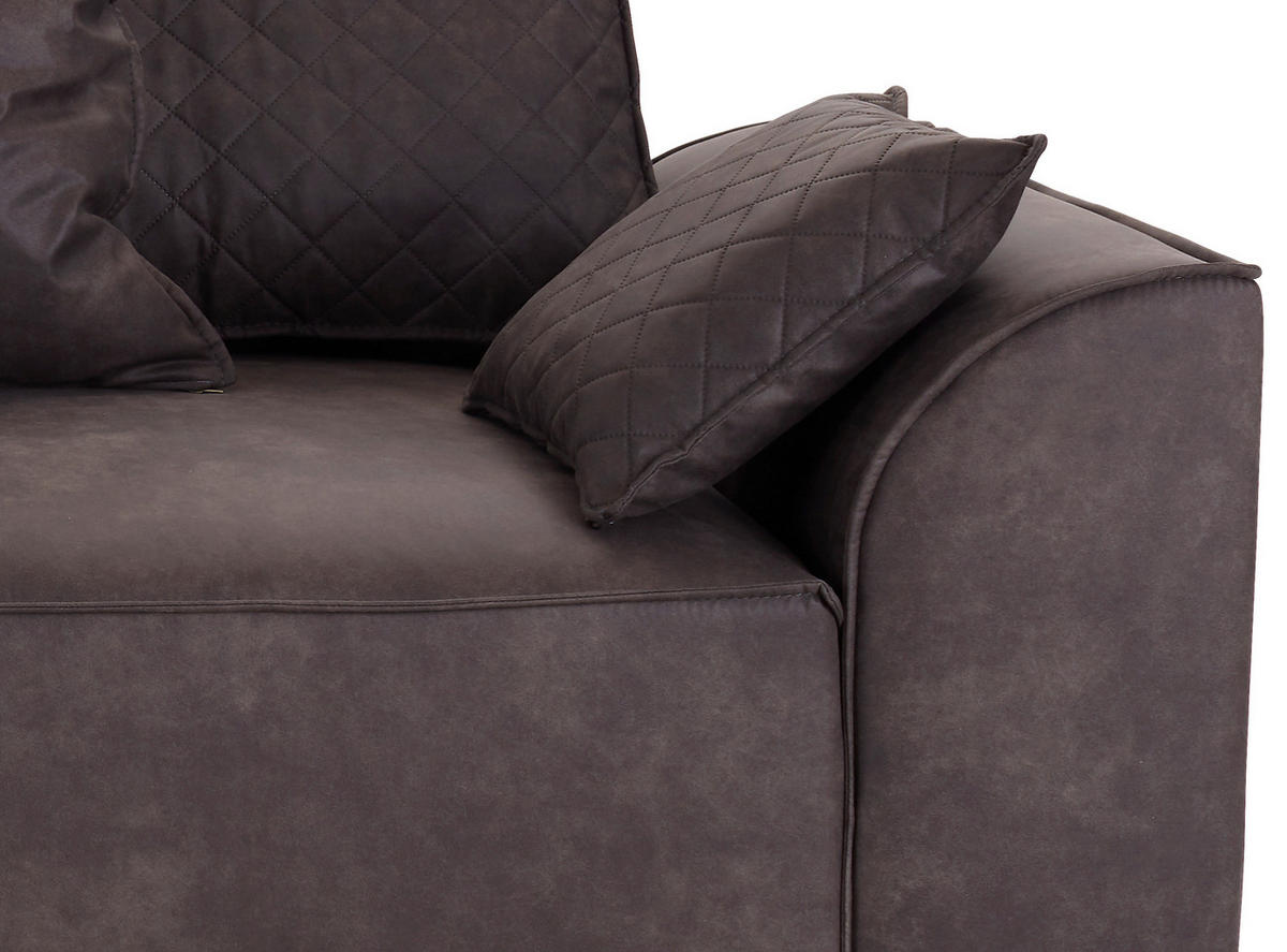 BIGSOFA Lederlook Grau  - Schwarz/Grau, LIFESTYLE, Kunststoff/Textil (270/87/112cm) - Livetastic