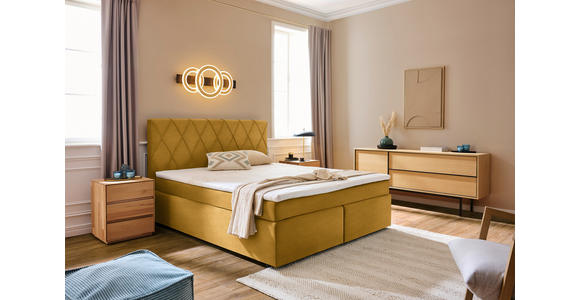 BOXSPRINGBETT 180/200 cm in Senfgelb - Senfgelb/Schwarz, Design, Kunststoff/Textil (180/200cm) - Xora