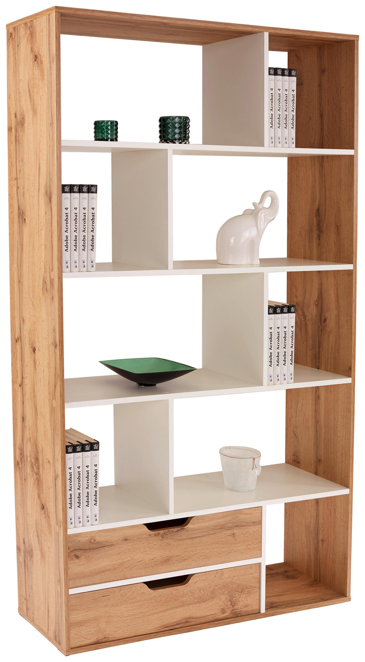 PREDELNA STENA 110/185/32 cm bela, barve hrasta, svetlo rjava  - svetlo rjava/barve hrasta, Moderno, leseni material (110/185/32cm) - Carryhome