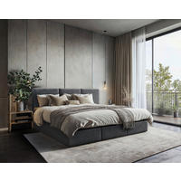 DRUŽINSKA POSTELJA 240 cm   x 200 cm  , les, tekstil, leseni material antracit  - črna/antracit, Moderno, umetna masa/tekstil (240/200cm) - Livetastic
