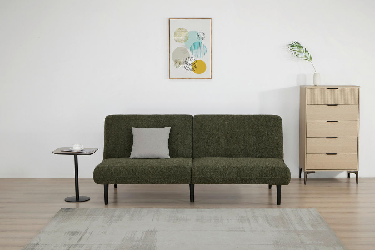 SCHLAFSOFA Webstoff Grün  - Schwarz/Grün, Design, Holz/Textil (184/80/87cm) - Carryhome