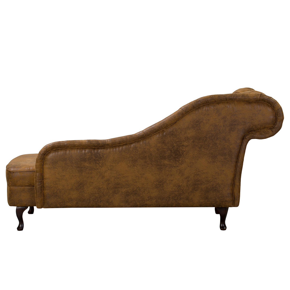 RÉCAMIERE Lederlook Cognac  - Cognac/Braun, Design, Holz/Textil (185/93/75cm) - Livetastic