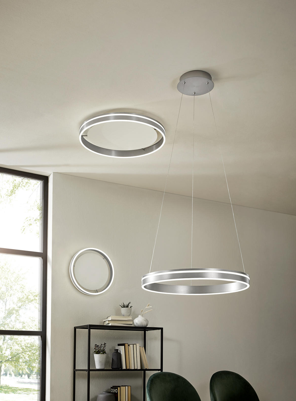 LED-HÄNGELEUCHTE 59/59/120 cm   - Silberfarben, Design, Glas/Kunststoff (59/59/120cm) - Paul Neuhaus