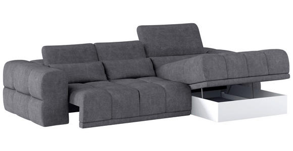 ECKSOFA Dunkelgrau Chenille  - Dunkelgrau/Schwarz, KONVENTIONELL, Kunststoff/Textil (290/203cm) - Carryhome