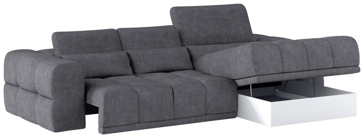 HÖRNSOFFA i chenille mörkgrå  - mörkgrå/svart, Klassisk, textil/plast (290/203cm) - MID.YOU