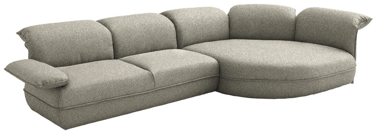 ECKSOFA  in Chenille Greige  343/154 cm  - Greige/Schwarz, Design, Kunststoff/Textil (343/154cm) - Koinor
