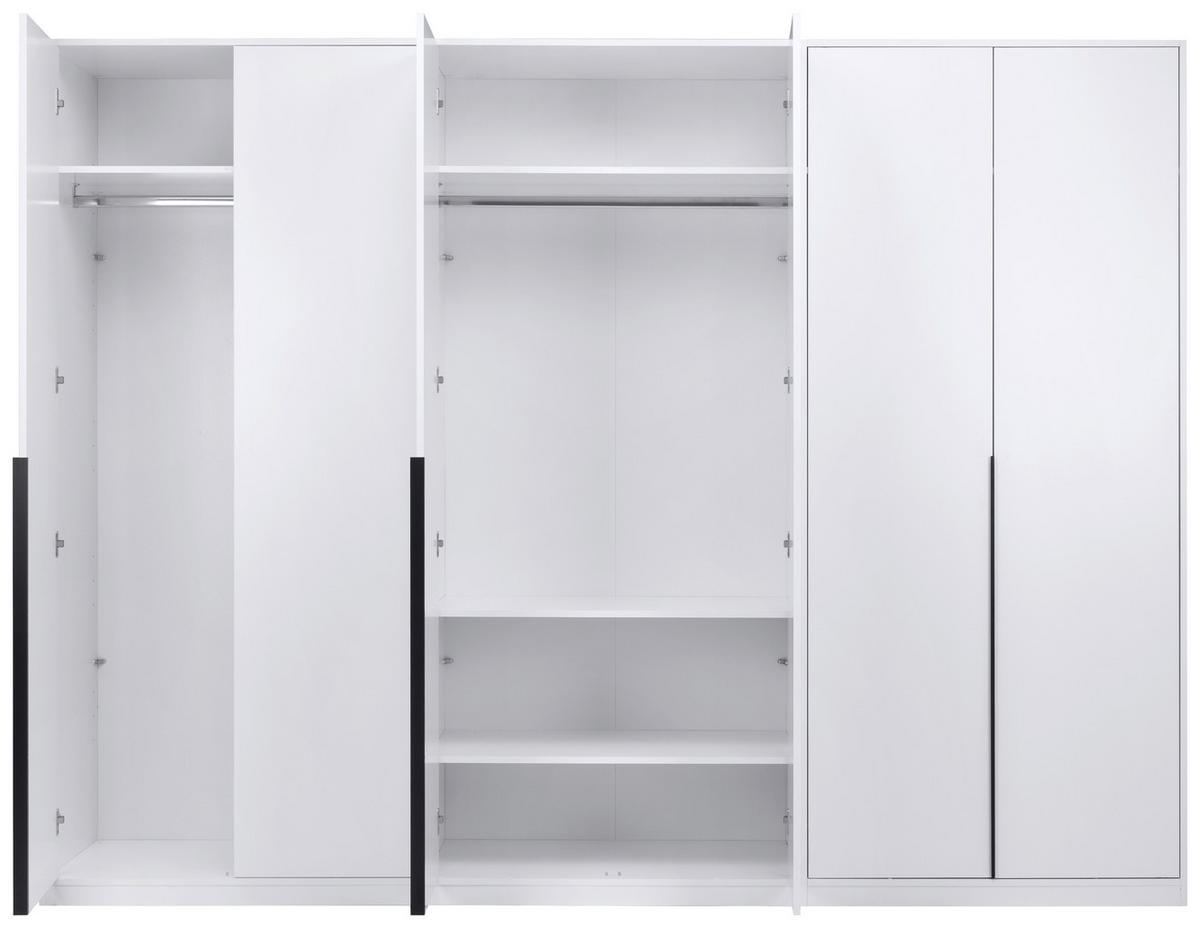 DREHTÜRENSCHRANK 276/211/53 cm,  in Weiß, 6-türig  - Schwarz/Weiß, MODERN, Holzwerkstoff/Metall (276/211/53cm) - MID.YOU