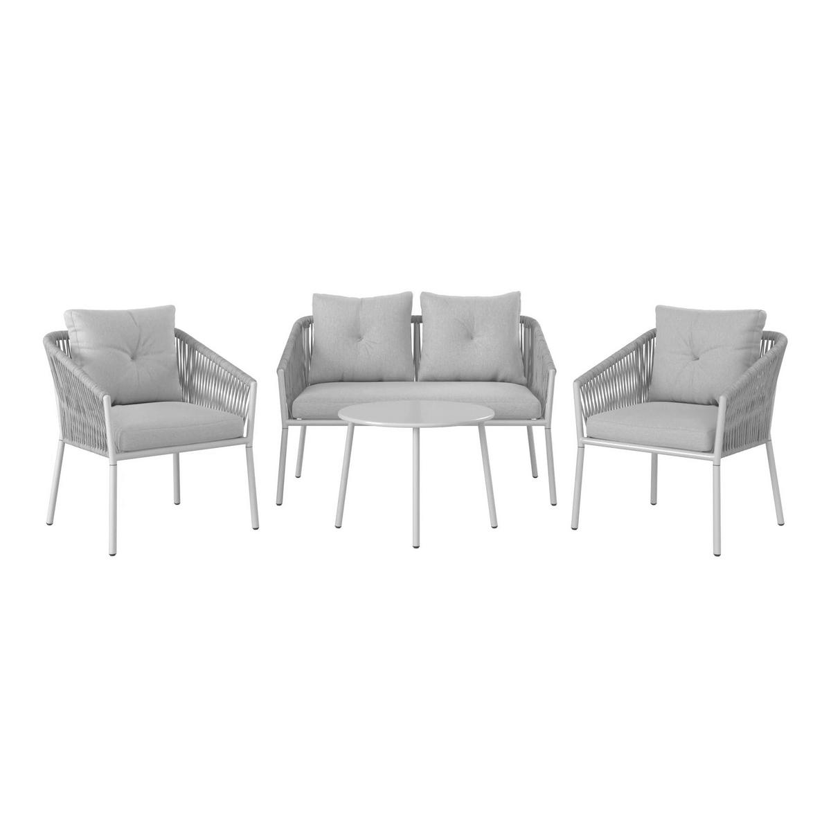 GARTENSET 4-teilig  - Dunkelgrau/Beige, MODERN, Textil/Metall - Ambia Garden