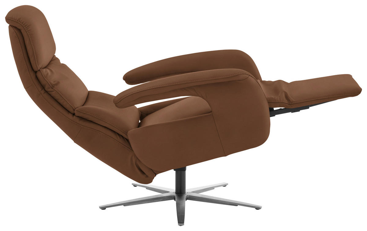 RELAXSESSEL in Leder Cognac  - Edelstahlfarben/Cognac, Design, Leder/Metall (76/119/86cm) - Dieter Knoll