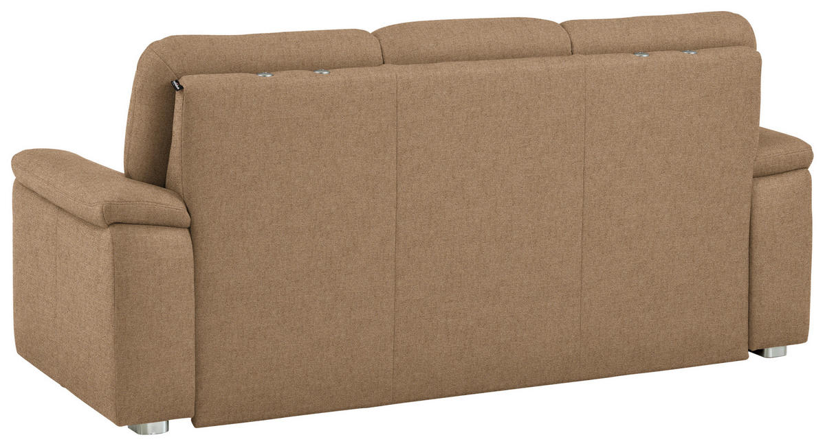 3-SITZER-SOFA Chenille Altrosa, Hellbraun  - Hellbraun/Alufarben, Konventionell, Textil/Metall (208/96/89cm) - Beldomo Comfort