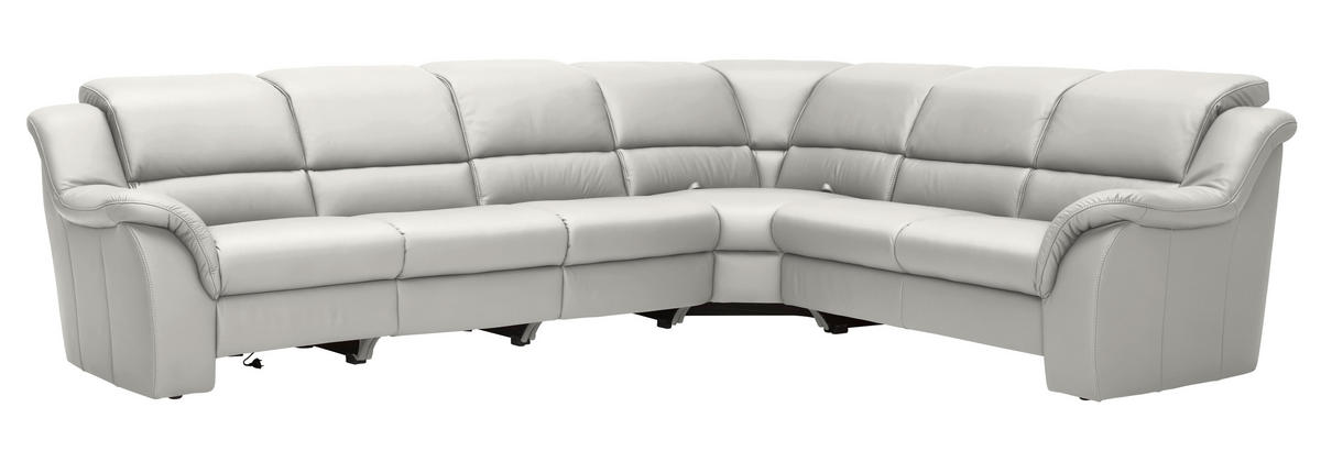 ECKSOFA  in Echtleder Weiß  324/260 cm  - Chromfarben/Weiß, KONVENTIONELL, Leder/Kunststoff (324/260cm) - Cantus