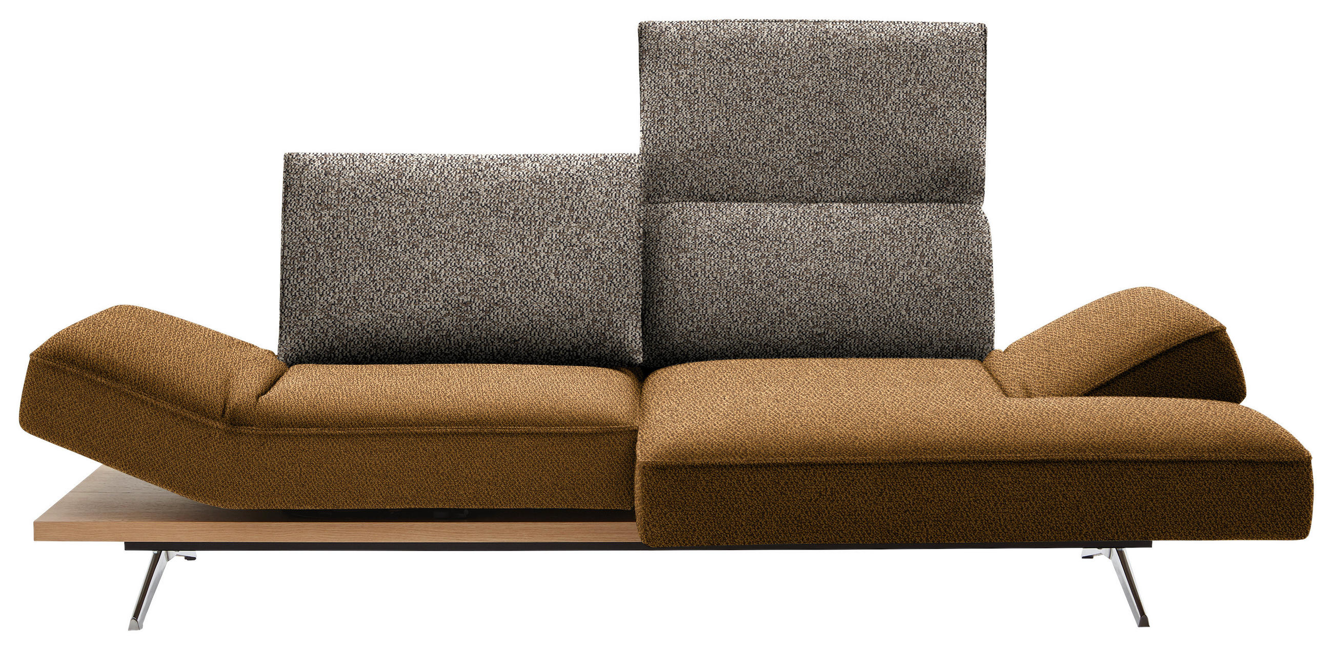 ECKSOFA in Flachgewebe Braun, Goldfarben  - Chromfarben/Goldfarben, Design, Holz/Textil (240/132cm) - Koinor