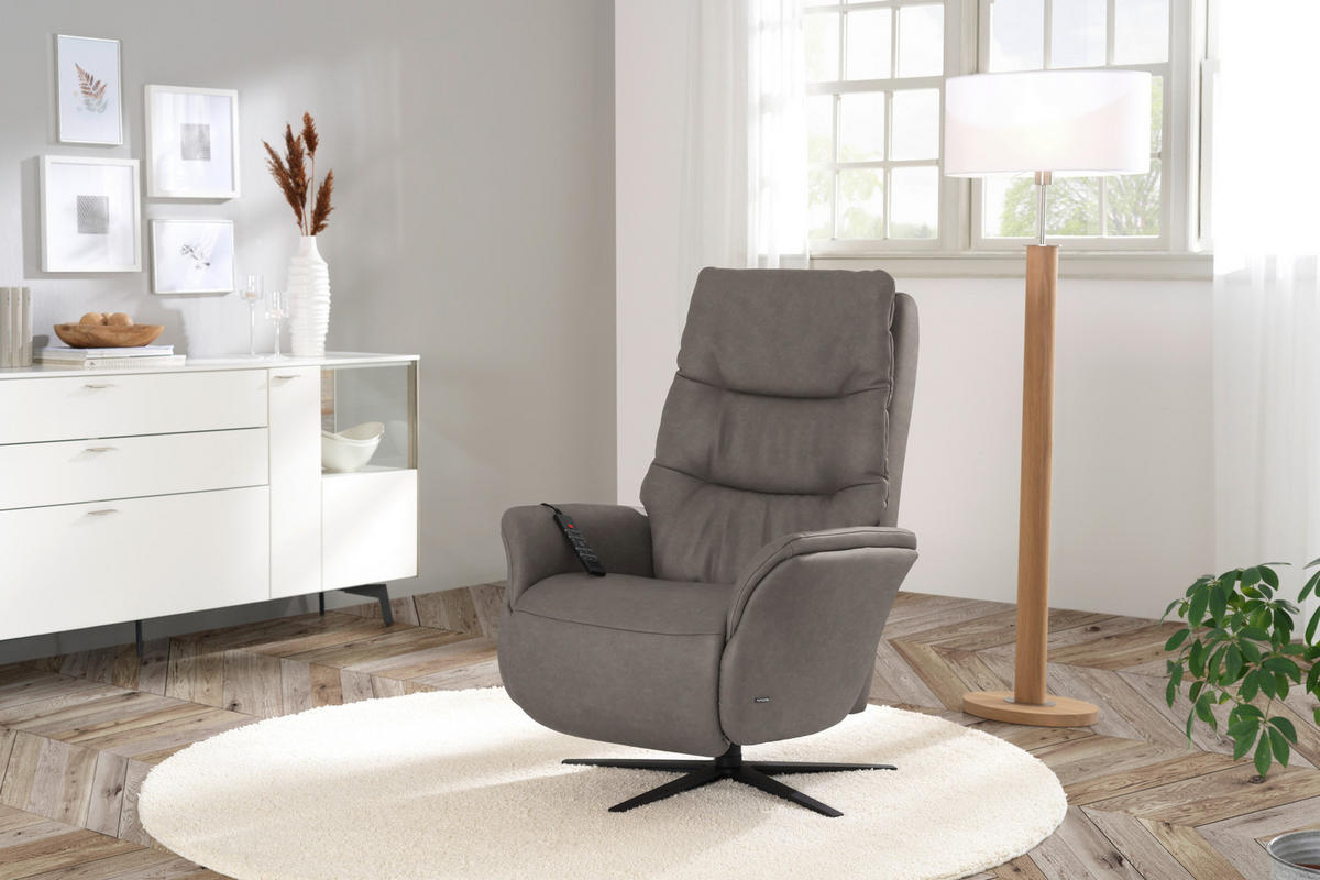 MASSAGESESSEL Graubraun  - Anthrazit/Graubraun, Konventionell, Leder/Metall (74/114/97cm) - Himolla