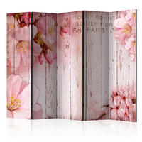 PARAVENT mit 5  Flügel - Pink/Hellrosa, Basics, Holz/Textil (225/172/3cm) - artgeist