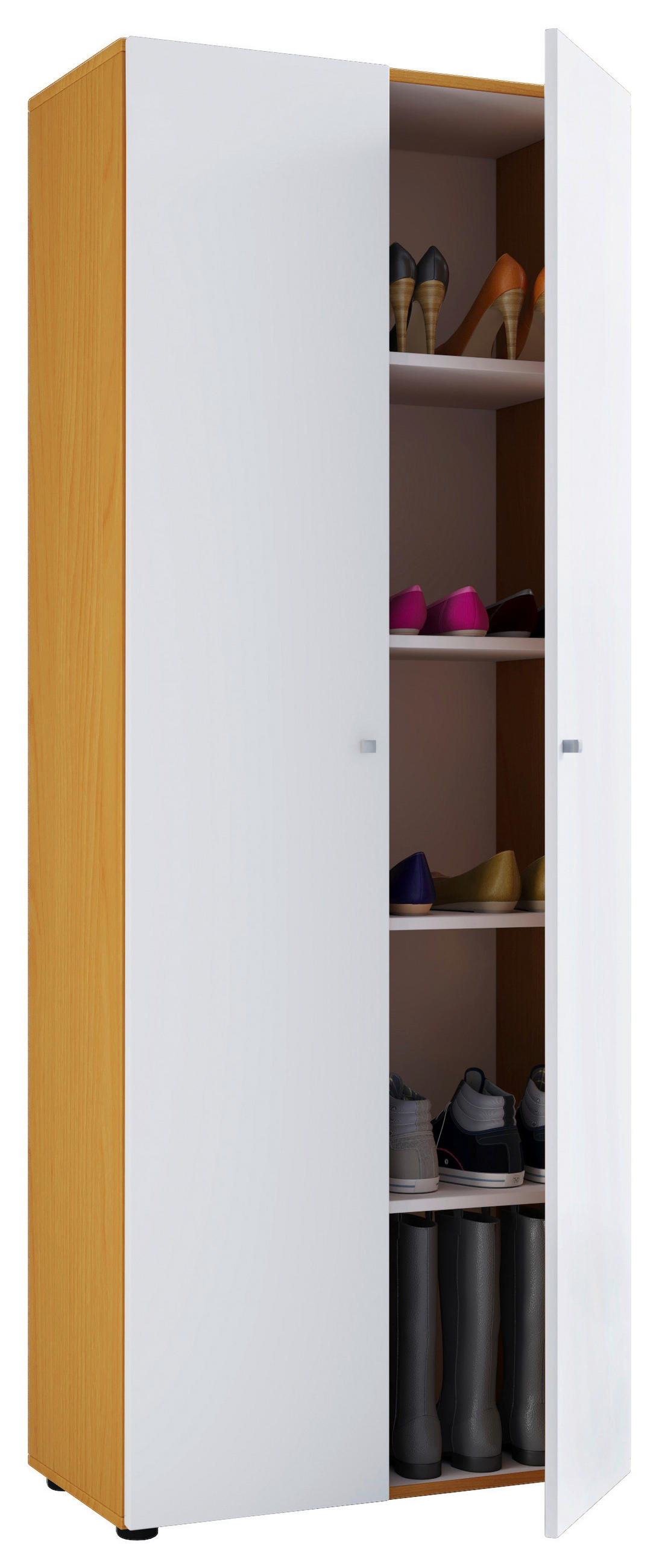SCHUHSCHRANK Vandol  in 71/180/39 cm  - Weiss/Silberfarben, Design, Holzwerkstoff/Kunststoff (71/180/39cm) - MID.YOU