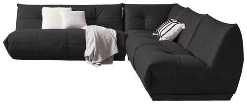 ECKSOFA Schwarz Lederlook  - Schwarz, Trend, Textil (285/315cm) - Livetastic