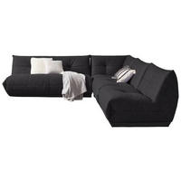 ECKSOFA Schwarz Lederlook  - Schwarz, Trend, Textil (285/315cm) - Livetastic