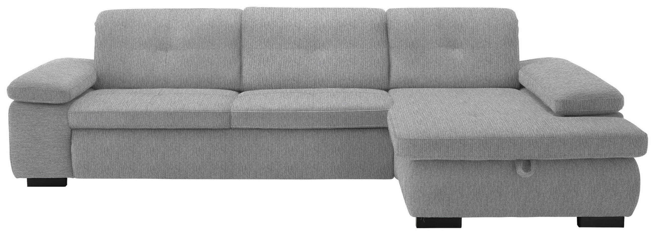 ECKSOFA in Flachgewebe Greige  - Greige/Schwarz, Design, Textil/Metall (297/174cm) - Beldomo Style
