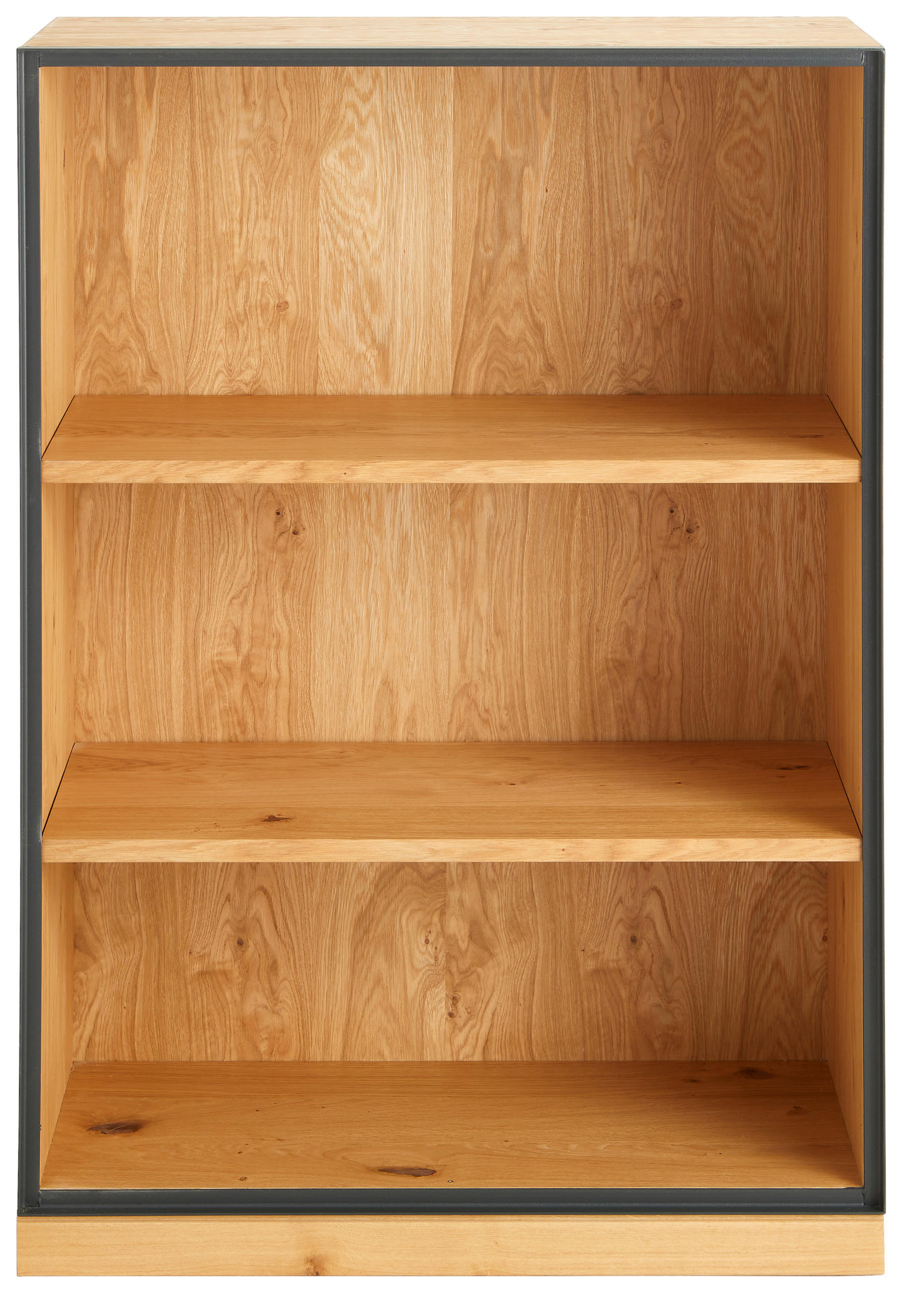 AKTENREGAL Asteiche teilmassiv Graphitfarben, Eichefarben - Eichefarben/Graphitfarben, Natur, Holz/Holzwerkstoff (86/122/40cm) - Linea Natura