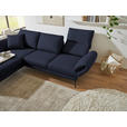 ECKSOFA  in Flachgewebe Blau Armteilverstellung, Relaxfunktion, Drehsitzfunktion  175-224/255-365 cm  - Blau/Schwarz, Design, Textil/Metall (175-224/255-365cm) - Dieter Knoll
