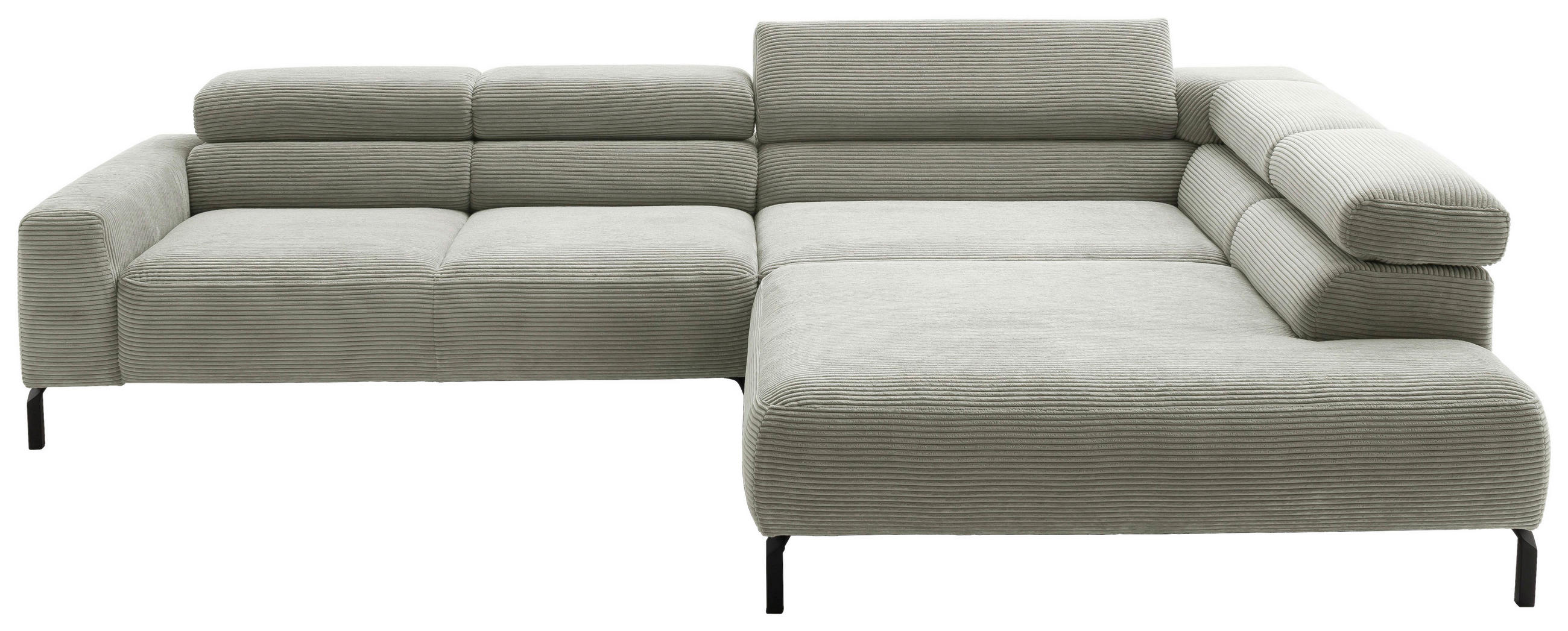 ECKSOFA inkl. Funktion Graubraun Cord  - Graubraun/Schwarz, MODERN, Textil/Metall (314-317/221-224cm) - Pure Home Lifestyle