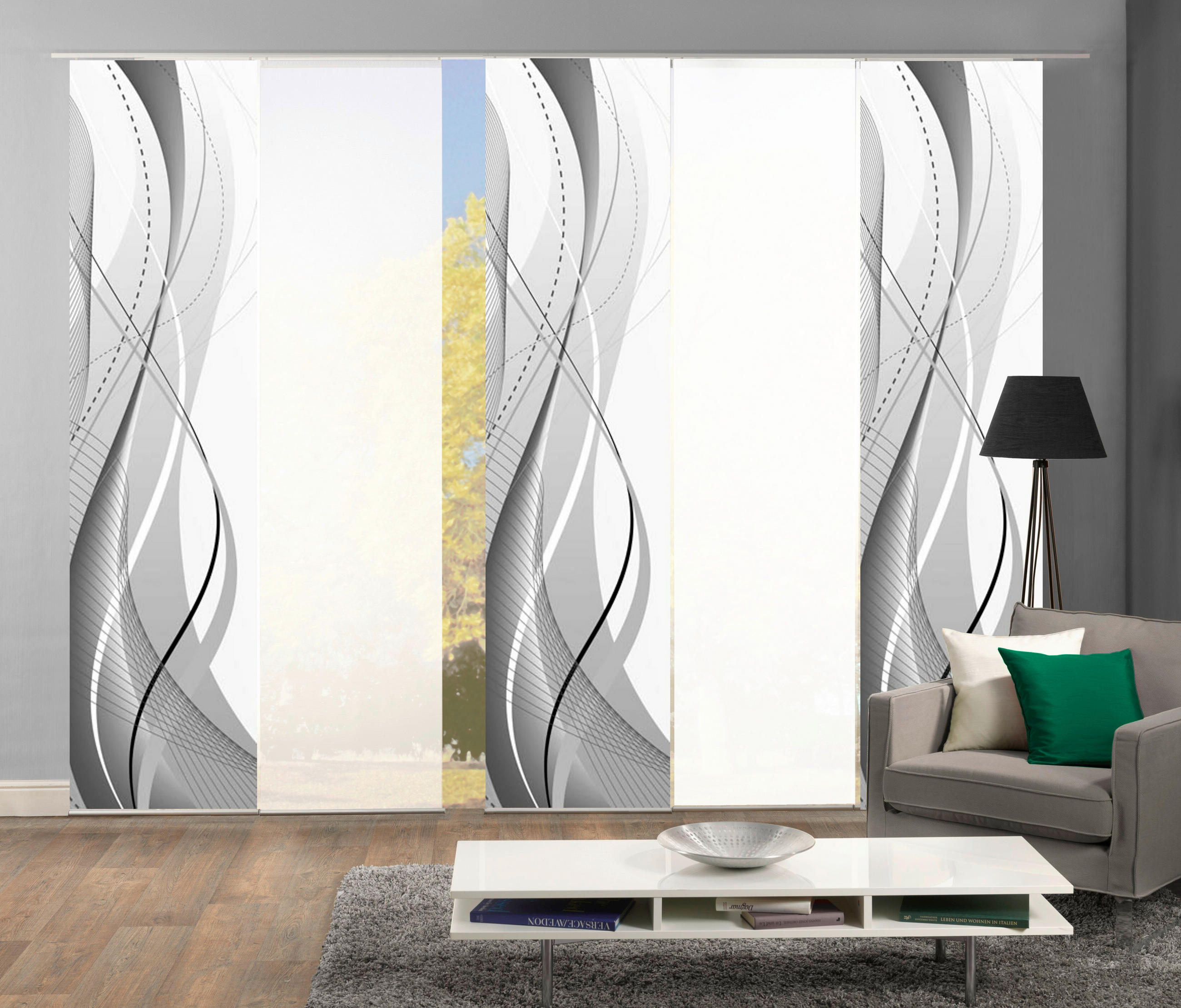PANELOVÝ ZÁVĚS, 5x60/245 cm - šedá, Design, textil (5x60/245cm)