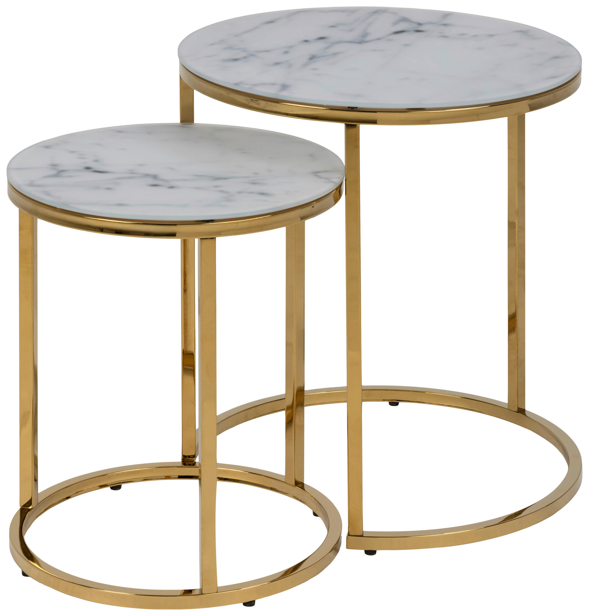 BEISTELLTISCH in Metall, Glas 35/45/35/45/42/50 cm  - Goldfarben/Weiß, Trend, Glas/Metall (35/45/35/45/42/50cm) - MID.YOU