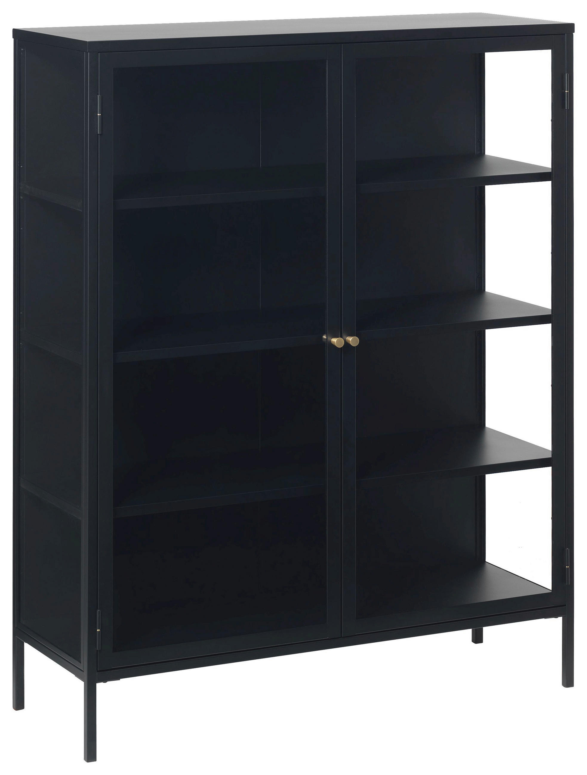 HÖG BYRÅ svart  110/140/40 cm  - svart/guldfärgad, Trend, metall/glas (110/140/40cm) - Xora