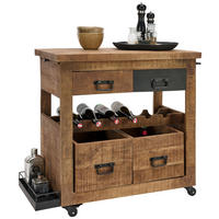 BARWAGEN   - Schwarz/Naturfarben, KONVENTIONELL, Holz/Holzwerkstoff (97/43/85cm) - Landscape