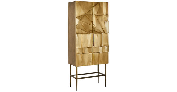 HIGHBOARD in 75/180/40 cm - Hellbraun/Messingfarben, Trend, Holzwerkstoff/Metall (75/180/40cm) - Ambia Home