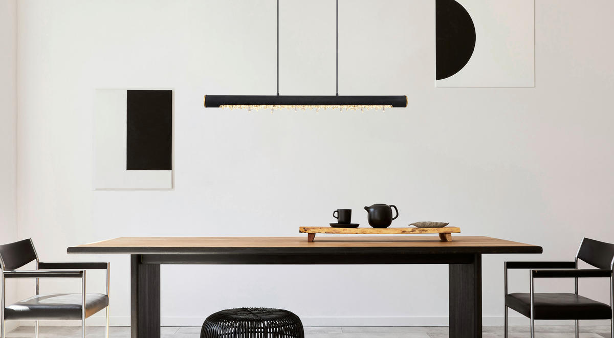 HÄNGELEUCHTE 100/8/150 cm   - Klar/Schwarz, Basics, Holz/Kunststoff (100/8/150cm) - Globo