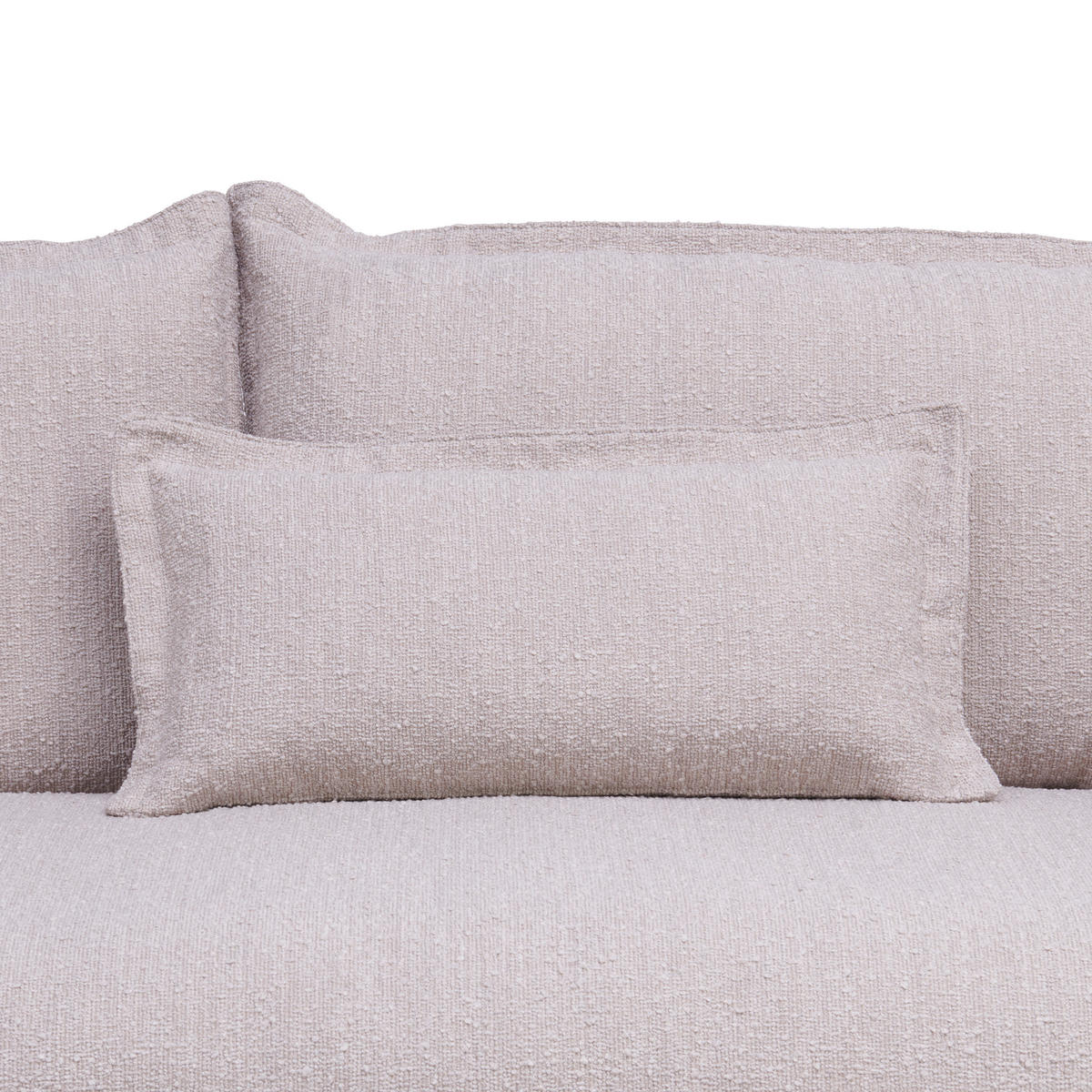HUSSEN-SOFA Flachgewebe, Bouclé Beige  - Beige/Schwarz, Trend, Textil/Metall (195/82/98cm) - Livetastic