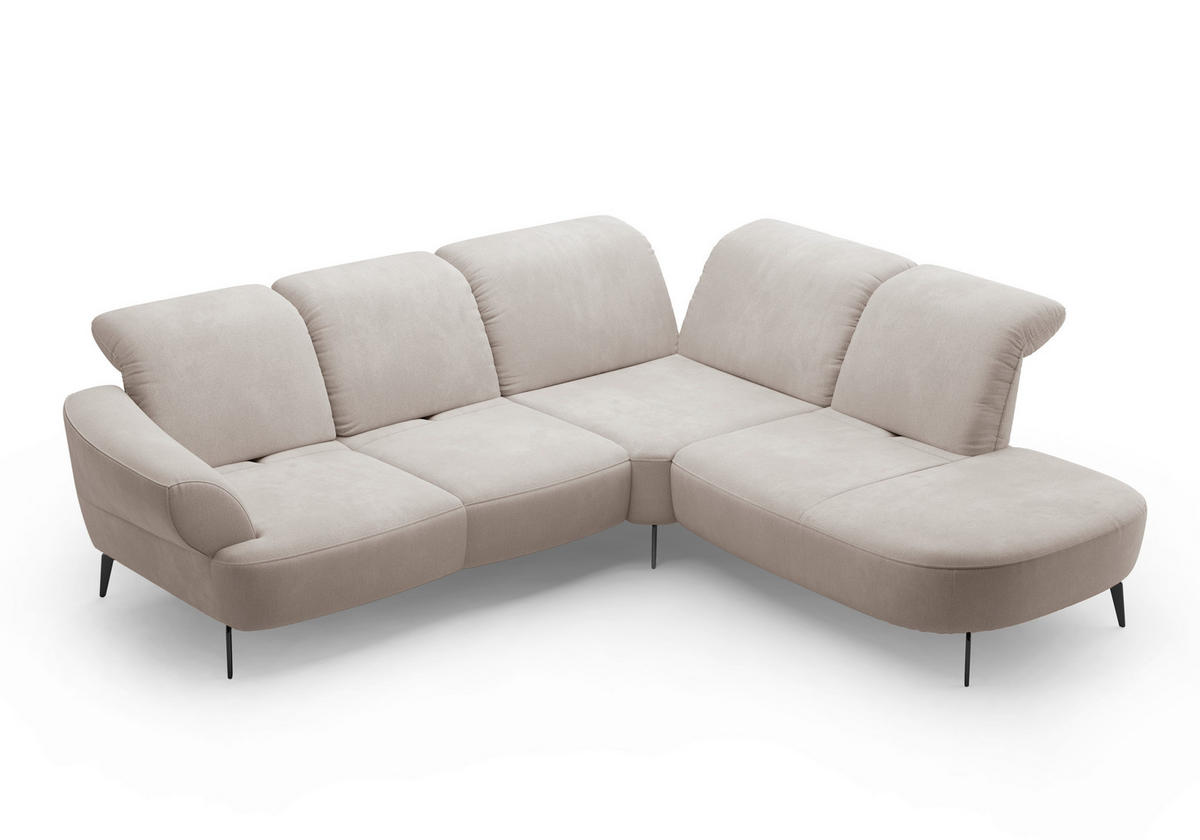 ECKSOFA in Flachgewebe Greige  302/270 cm  - Greige/Schwarz, MODERN, Textil/Metall (302/270cm) - Sit & More