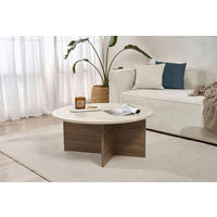 COUCHTISCH 90/90/40 cm rund Creme, Walnussfarben einfacher Aufbau  - Walnussfarben/Creme, Design, Holzwerkstoff (90/90/40cm) - MID.YOU