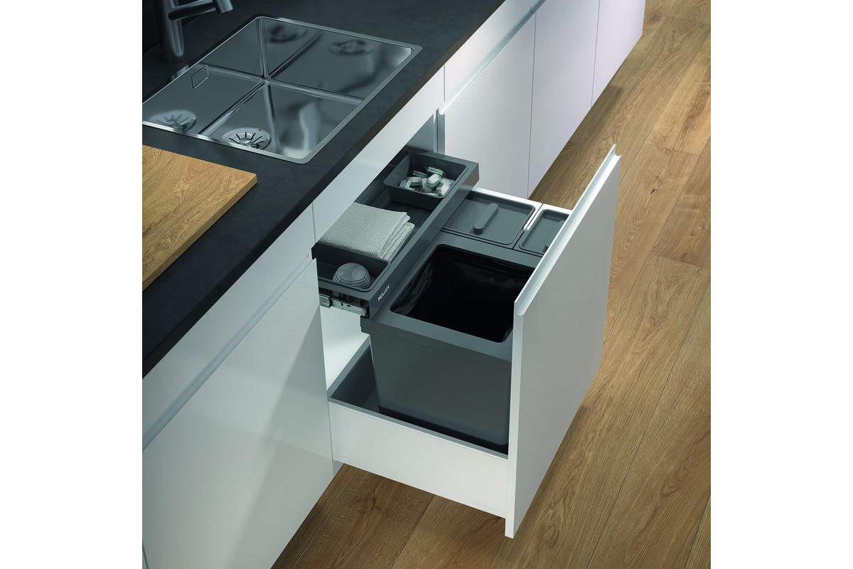 EINBAUABFALLSAMMLER 35L+8L+5L+1L+0,5L l  Kunststoff  - Grau, Basics, Kunststoff (56,8/36,8/41,4cm) - HKT