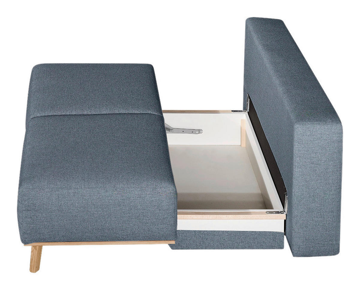 BOXSPRINGSOFA Blau, Grau  - Blau/Grau, Design, Holz/Textil (203/97/107cm) - Dieter Knoll
