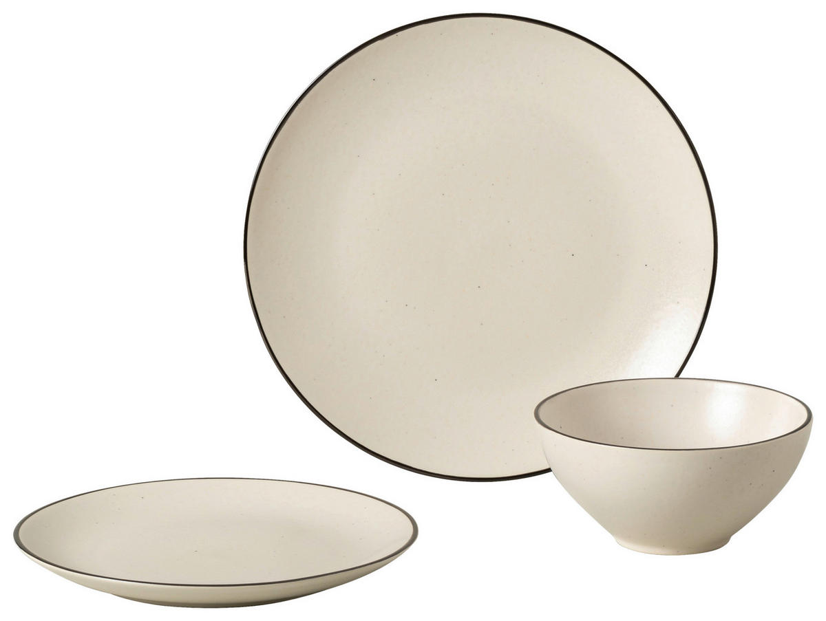 KOMBISERVICE Schwarz, Beige AUGUSTA 12-teilig 4 Personen  - Beige/Schwarz, Basics, Keramik - Costa Nova