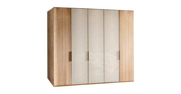 DREHTÜRENSCHRANK in Champagner, Eiche Bianco - Schieferfarben/Eiche Bianco, MODERN, Glas/Holz (250/216/58cm) - Venda