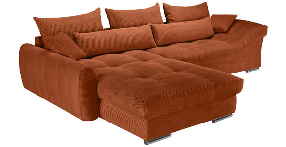 ECKSOFA Rostfarben Cord Zierkissen, Rückenkissen, Rücken echt  - Chromfarben/Rostfarben, KONVENTIONELL, Textil/Metall (225/335cm) - Carryhome