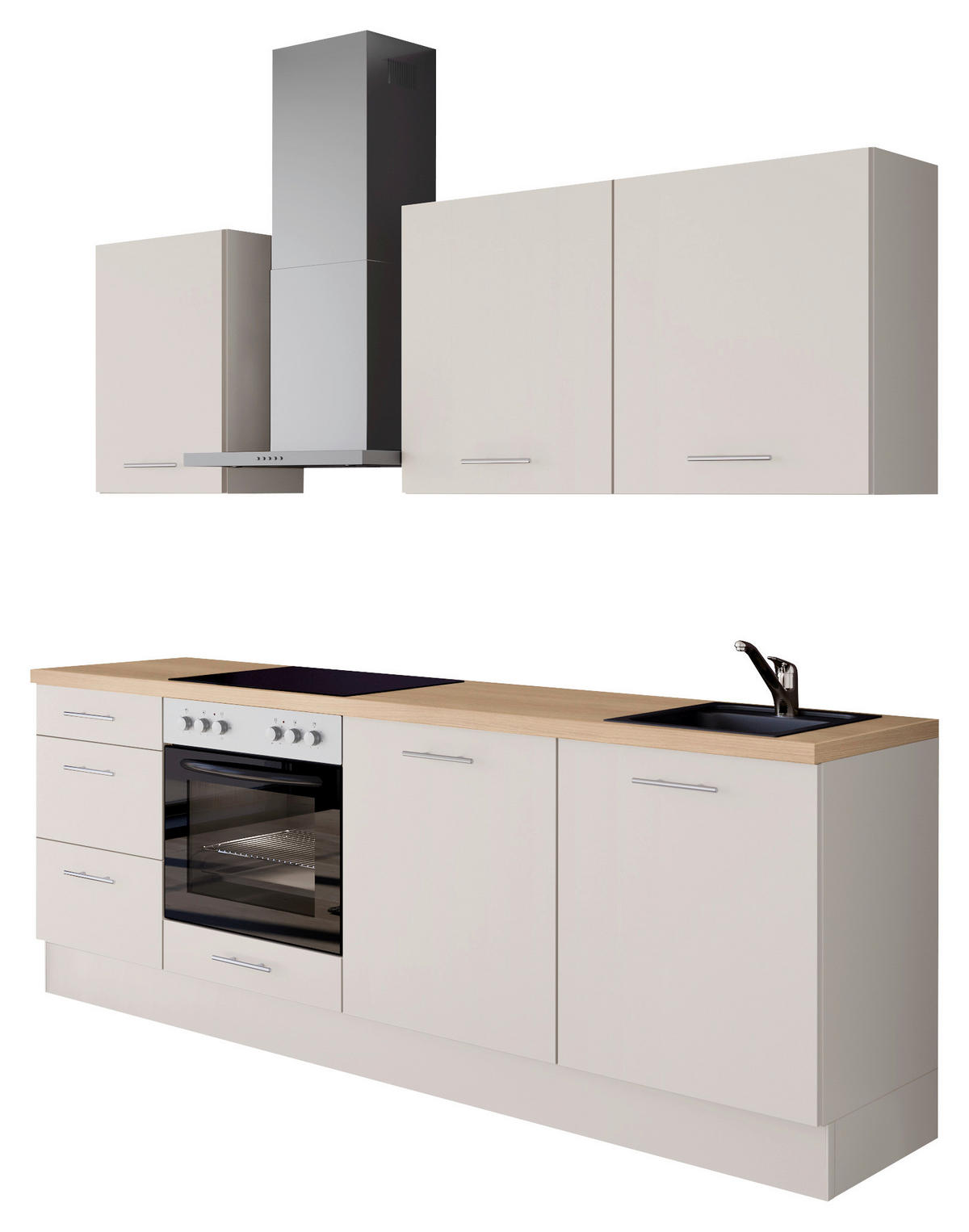 KÜCHENLEERBLOCK 230 cm   in Magnolie  - Edelstahlfarben/Eichefarben, Design, Holzwerkstoff/Metall (230cm) - Impuls