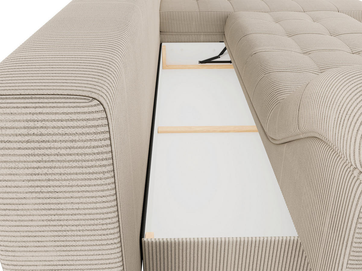 ECKSOFA Creme  - Creme/Schwarz, Design, Textil (177/276cm) - MID.YOU