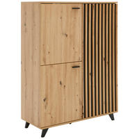 HIGHBOARD Oslo  in 93,5/126/40 cm  - Eichefarben/Schwarz, LIFESTYLE, Holzwerkstoff/Metall (93,5/126/40cm) - MID.YOU