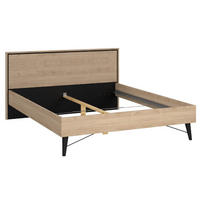 SÄNGRAM 180/200 cm  i  svart, ekfärgad  - svart/ekfärgad, Basics, trämaterial (180/200cm) - Best Price