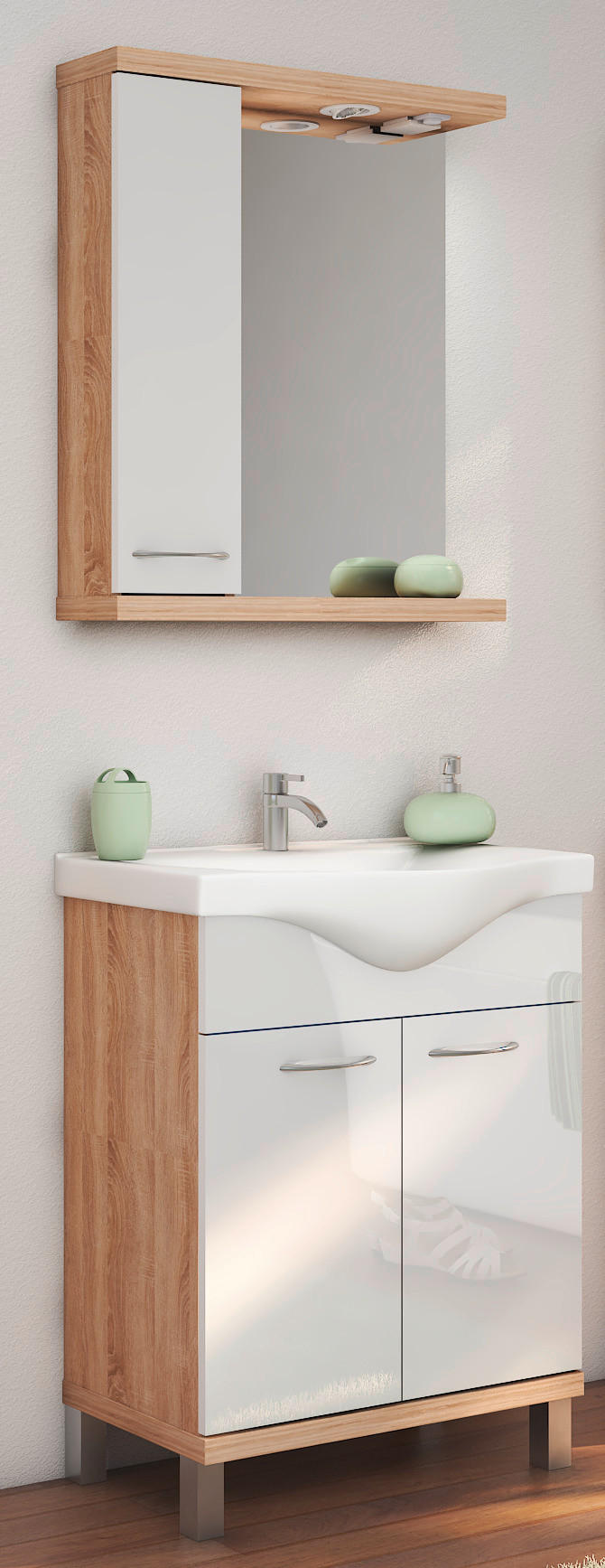KOPALNICA   - bela/hrast sonoma, Moderno (65/195/460cm) - Ti'me