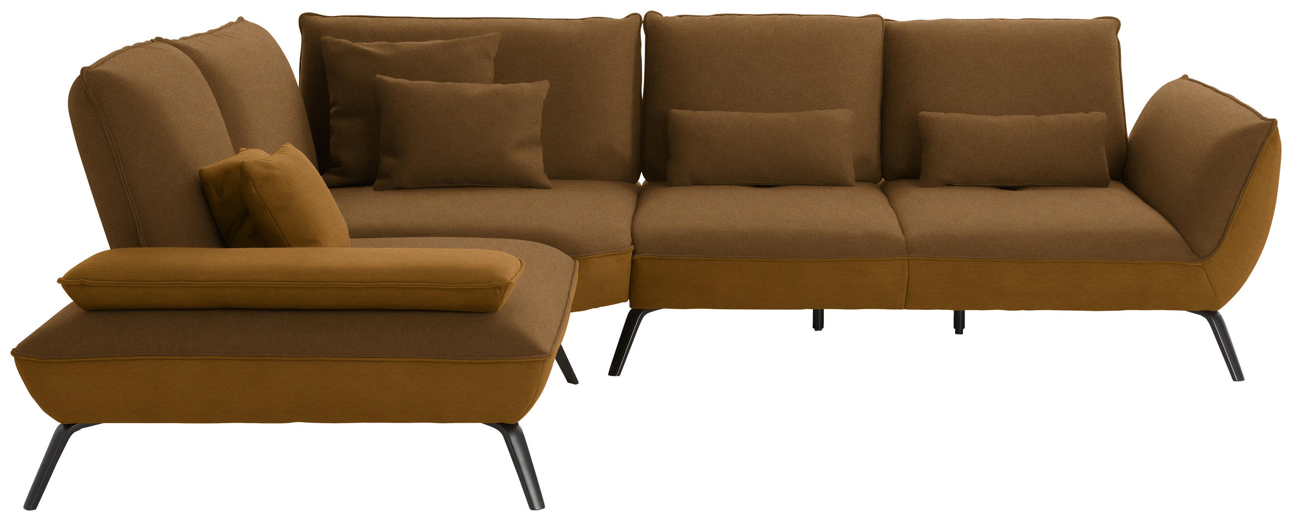 ECKSOFA in Flachgewebe Dunkelgelb  - Dunkelgelb/Schwarz, Design, Textil/Metall (250/310cm) - Moderano