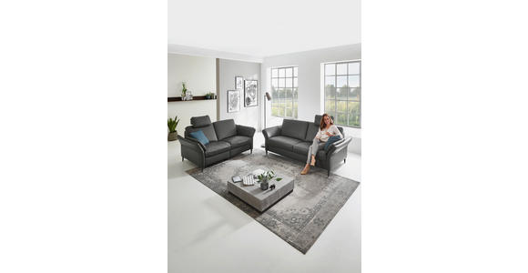 3-SITZER-SOFA Echtleder Anthrazit, Schwarz  - Anthrazit/Schwarz, Design, Leder/Metall (190/84/99cm) - Dieter Knoll