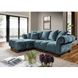 ECKSOFA  in Plüsch Petrol  190/288 cm  - Dunkelbraun/Petrol, KONVENTIONELL, Holz/Textil (190/288cm) - Carryhome