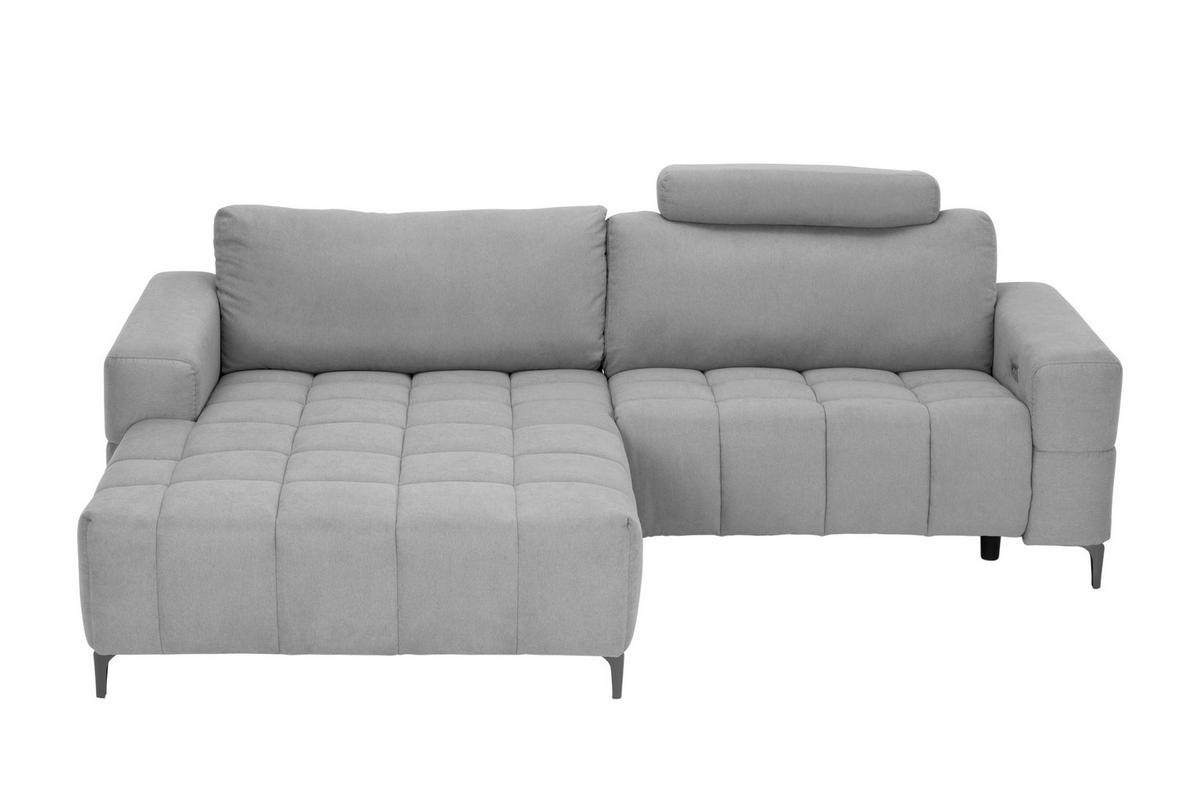 ECKSOFA in Mikrofaser Hellgrau  - Silberfarben/Hellgrau, Design, Textil/Metall (161/242cm) - Livetastic